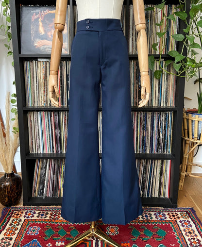 Vintage 1970s Navy Deadstock Flared Trousers W28