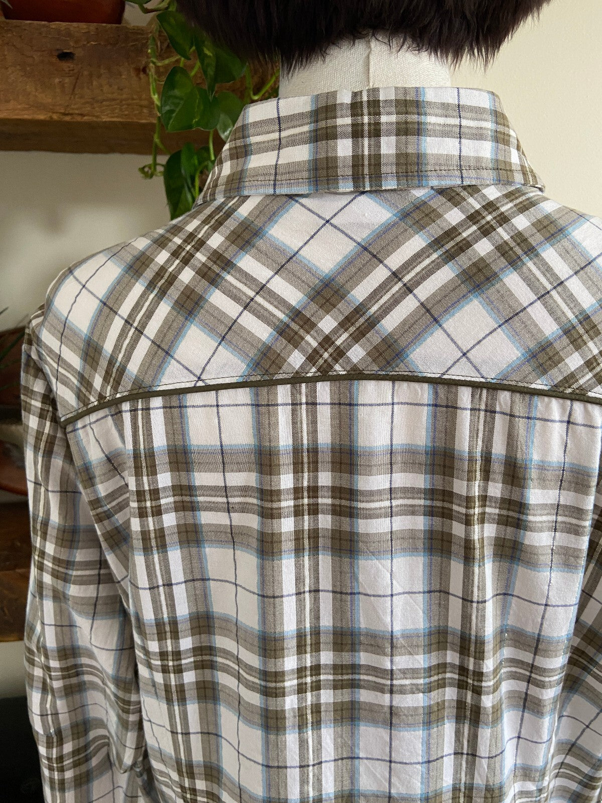 Vintage Y2K White & Khaki Western Shirt
