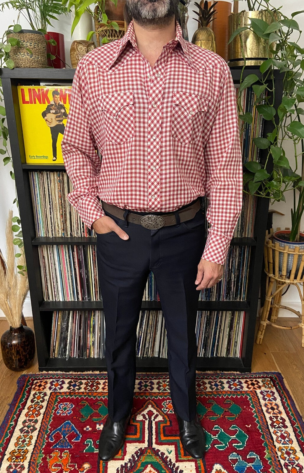 Vintage 1970s Sears Gingham Western Shirt