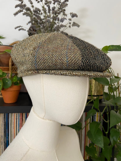 Vintage 1970s Scottish-Made Harris Tweed Flat Cap