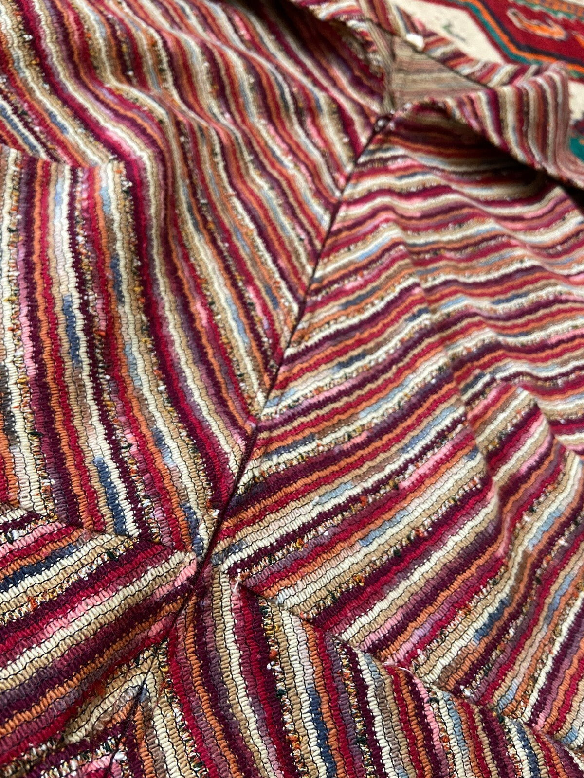 Vintage 1970s Chevron Knit Zip Up Dress