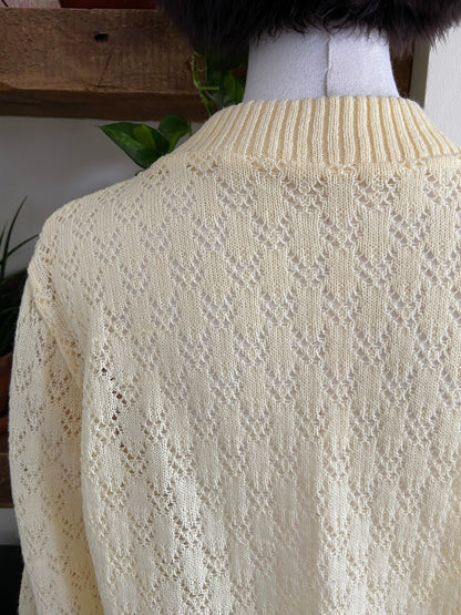 Vintage 1980s Pale Yellow Pearl Knit