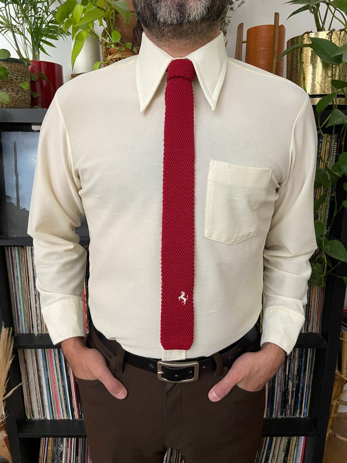 Vintage 1970s Red Ferrari Knit Tie