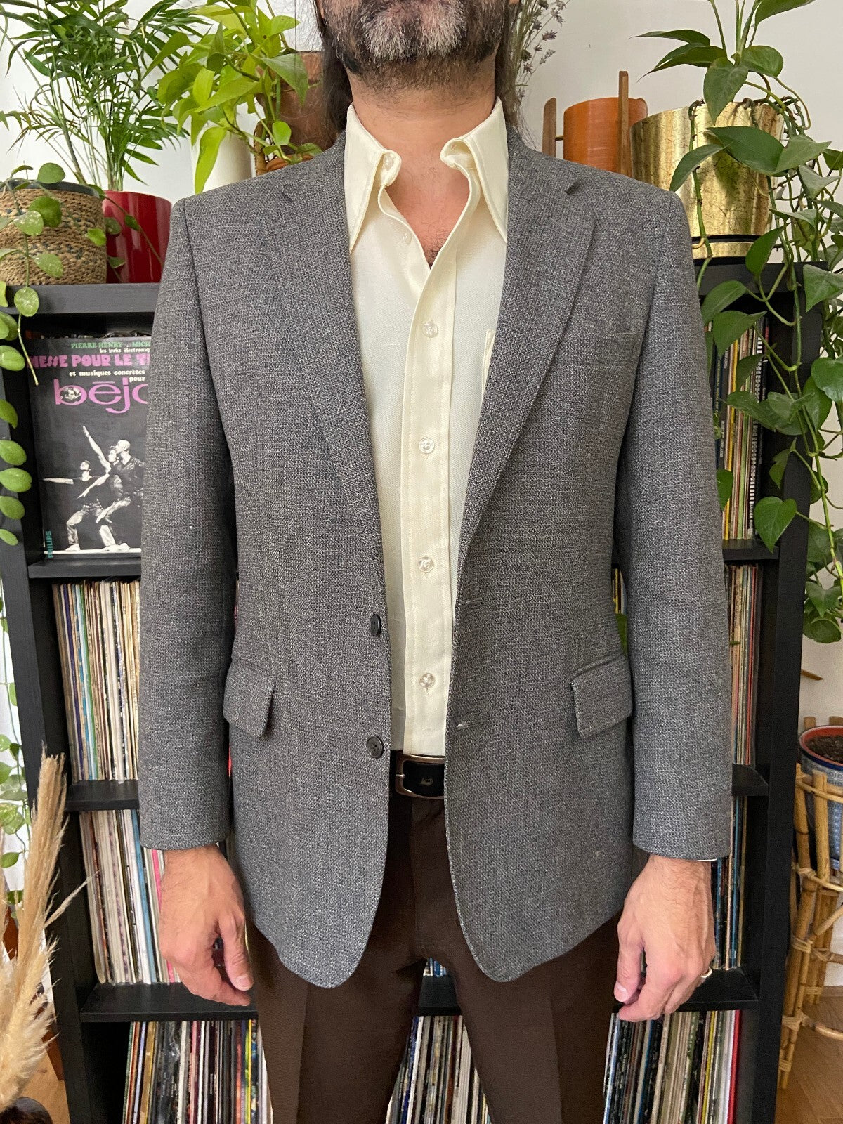 Vintage 1970s Christian Dior Grey Tweed Jacket