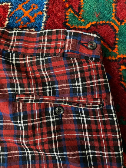 Vintage 1970s Flared Tartan Trousers W29 / L29.5