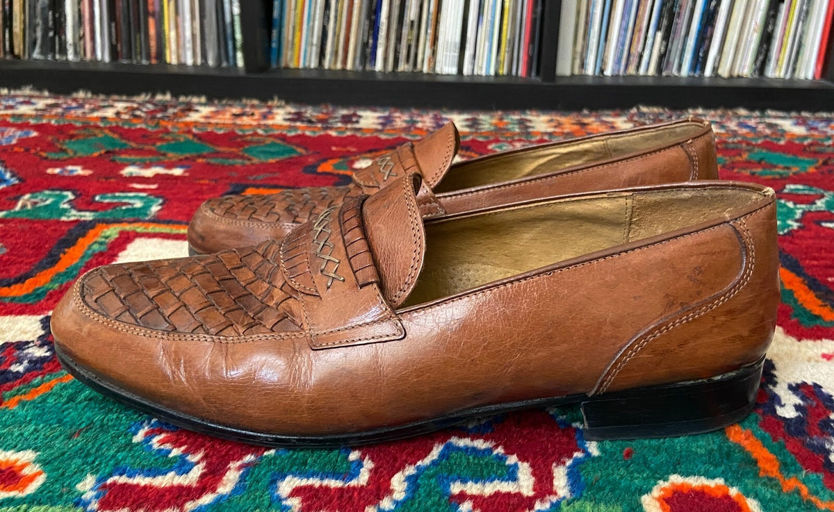 Vintage 1980s Italian Brown Moccasin Shoes UK 8