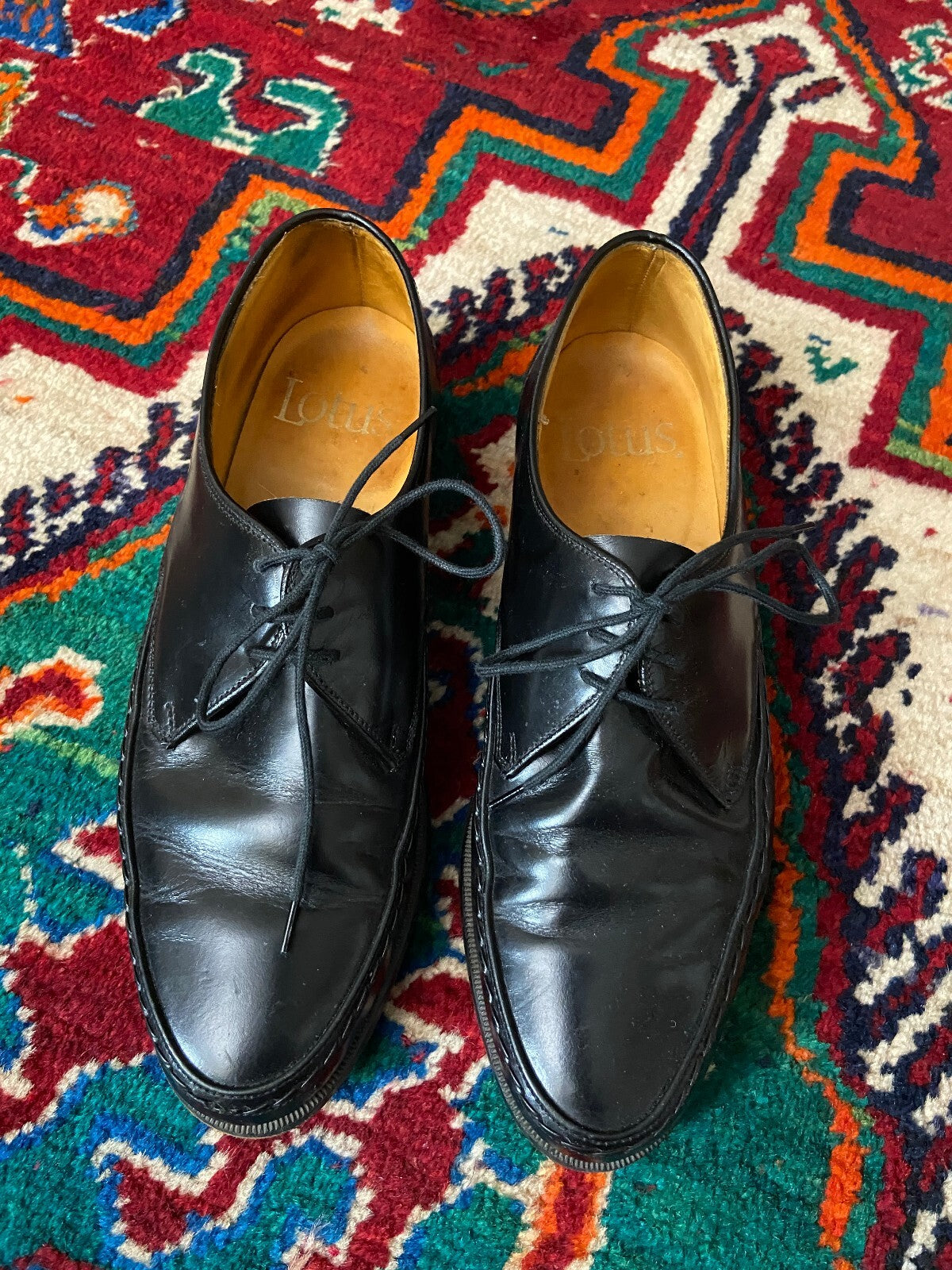 Vintage Black 1980s Lotus Shoes UK 8