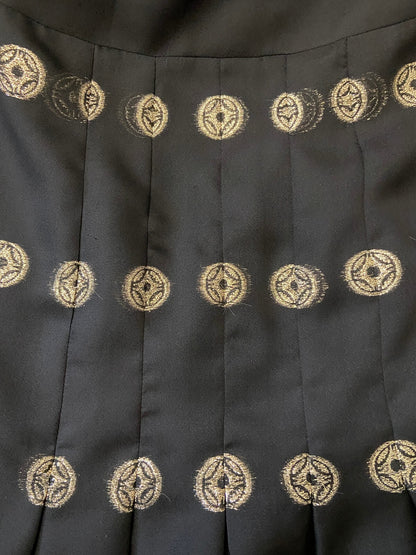 Vintage 1970s Black & Gold Pleated Maxi Dress
