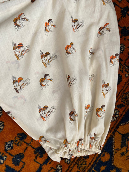 Vintage 1970s Novelty Print Cropped Shirt
