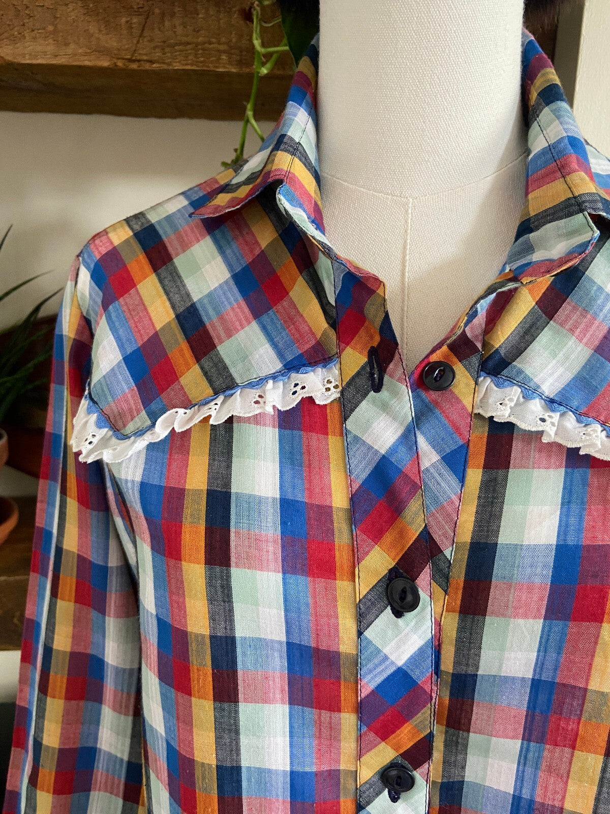Vintage 1970s Tartan Western Shirt