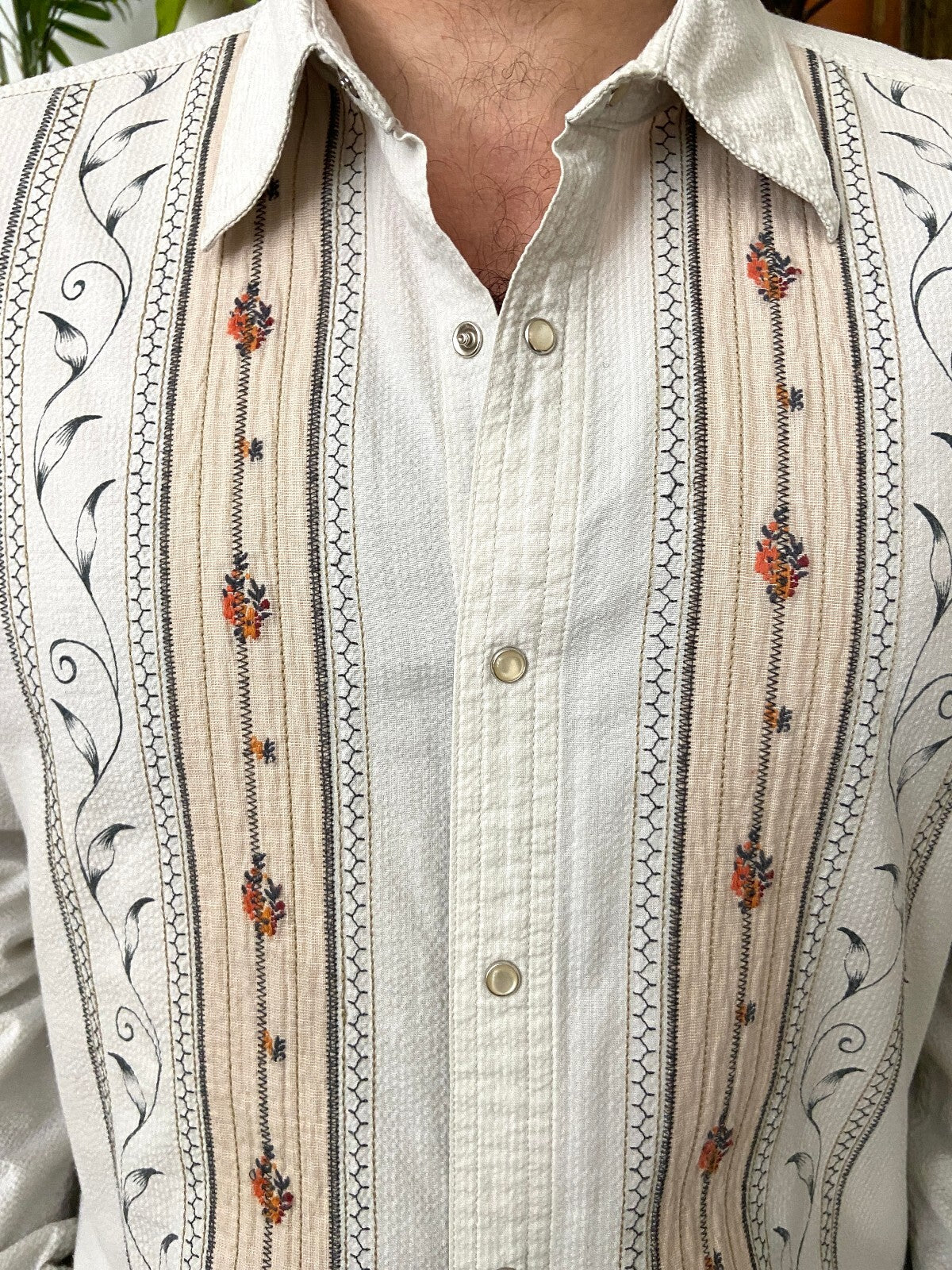 Vintage 90s Kenneth Cole Embroidered Bohemian Shirt