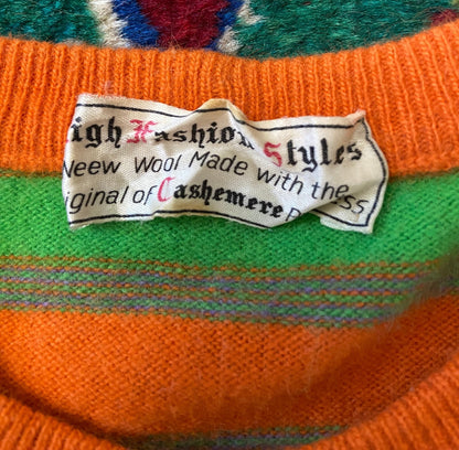 Vintage 1970s Orange Striped Sweater Vest