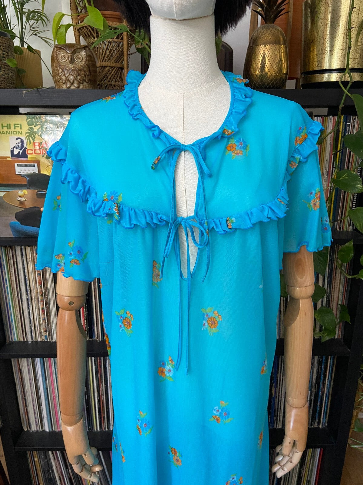 Vintage 1960s Blue Tie Up Night Dress