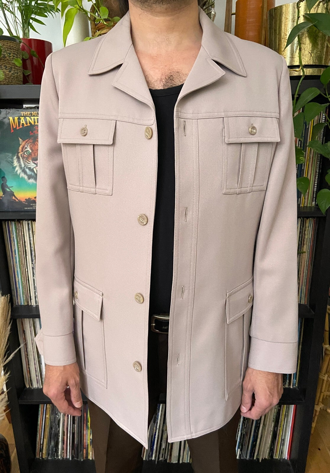 Vintage 1970s Beige Safari Leisure Jacket