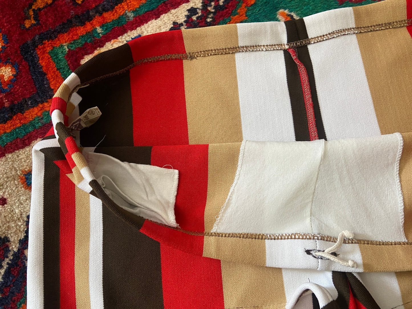 Vintage 1970s Brown & Red Striped Swim Shorts