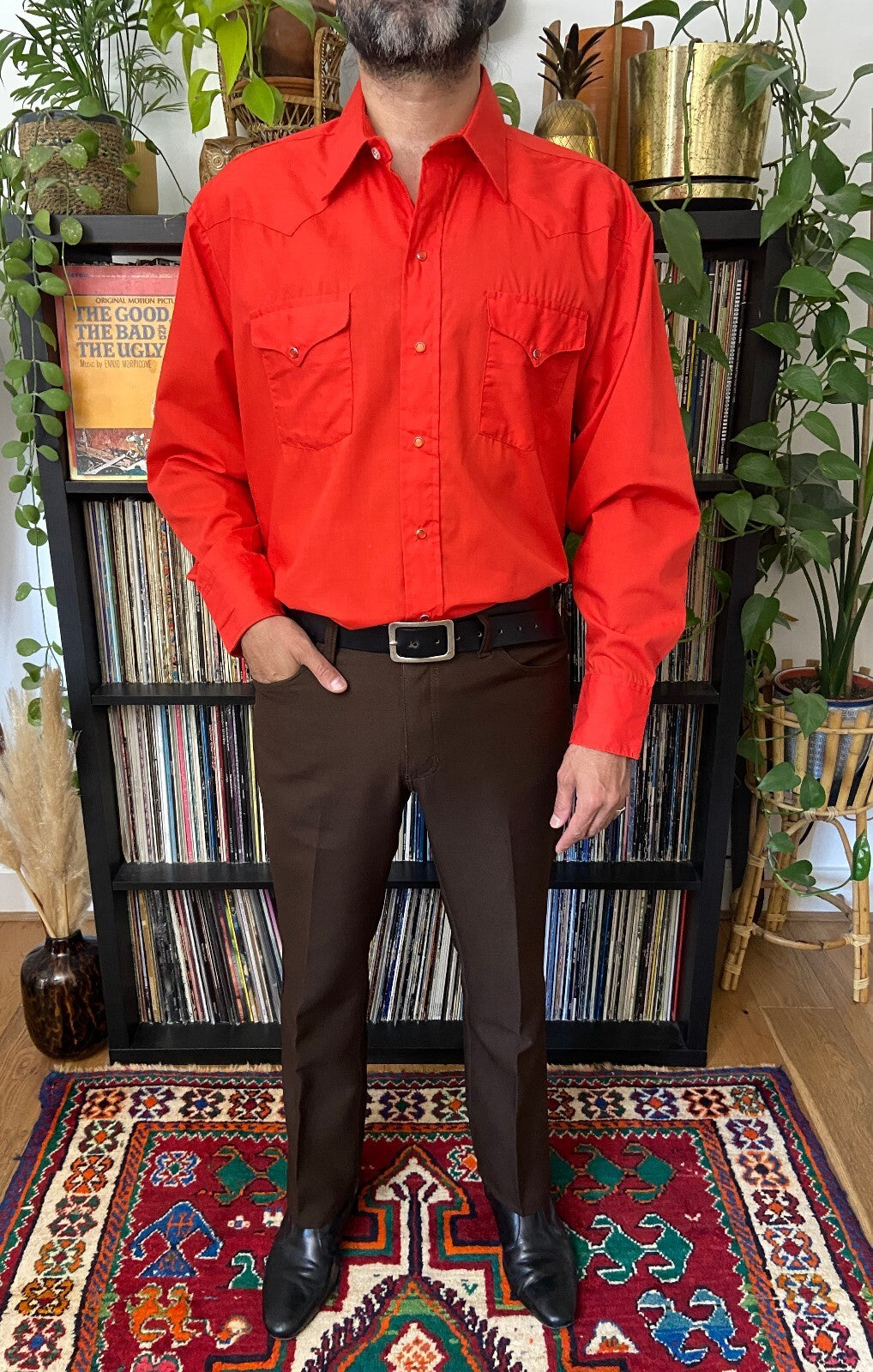 Vintage 1970s Red Panhandle Slim Western Shirt