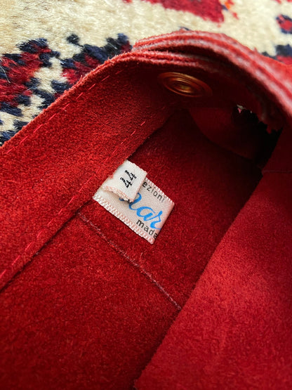 Vintage 1970s Red Suede Fringed Mini Skirt