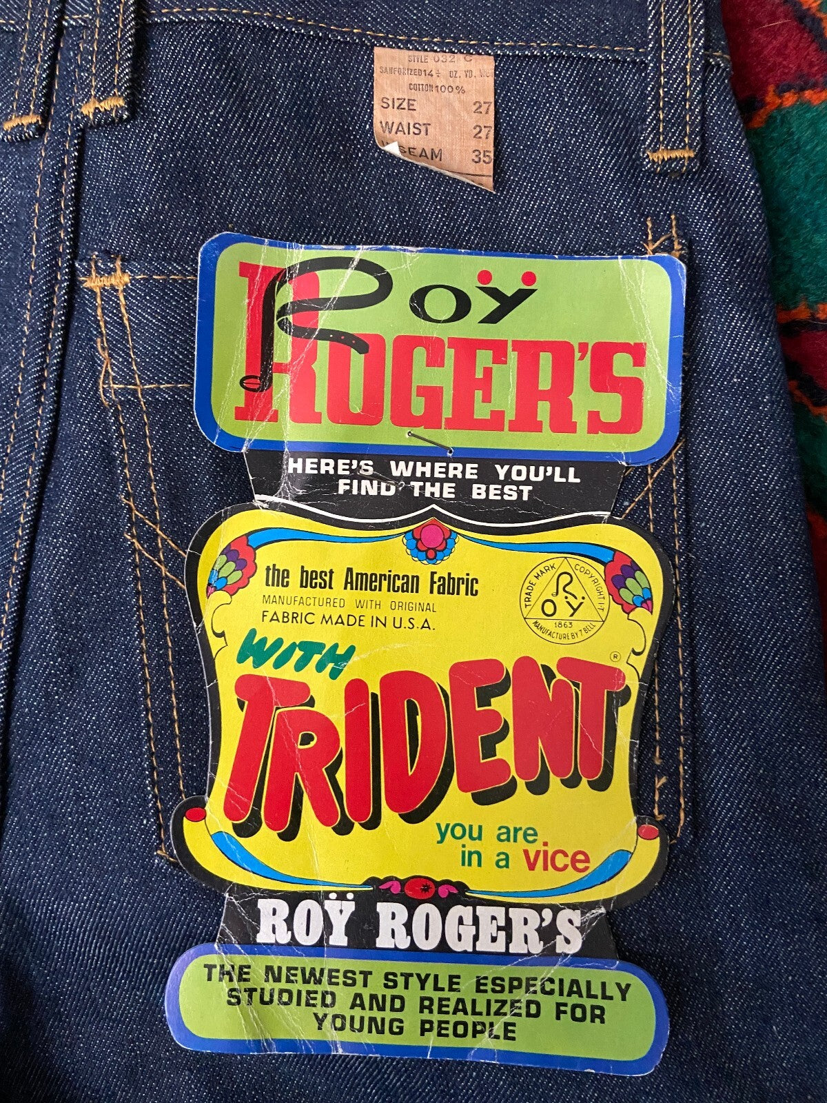 Vintage 1970s Roy Roger's Deadstock Bell Bottom Jeans W25