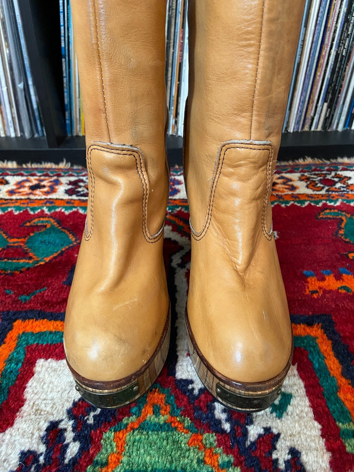 Vintage 1970s Rare Tan Zodiac Over The Knee Boots UK 3 - 3.5