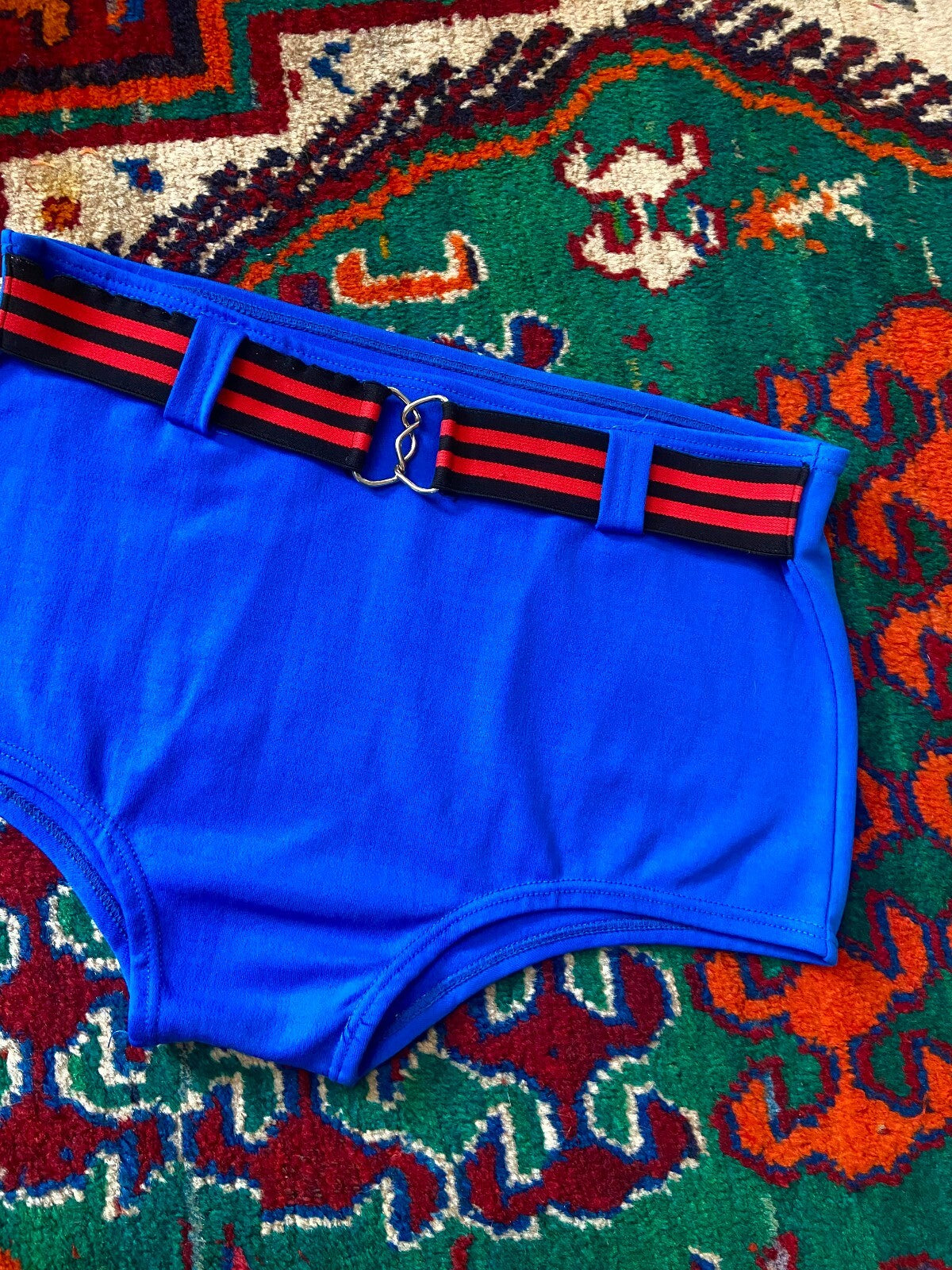 Vintage 1970s Royal Blue Belted Swim Shorts