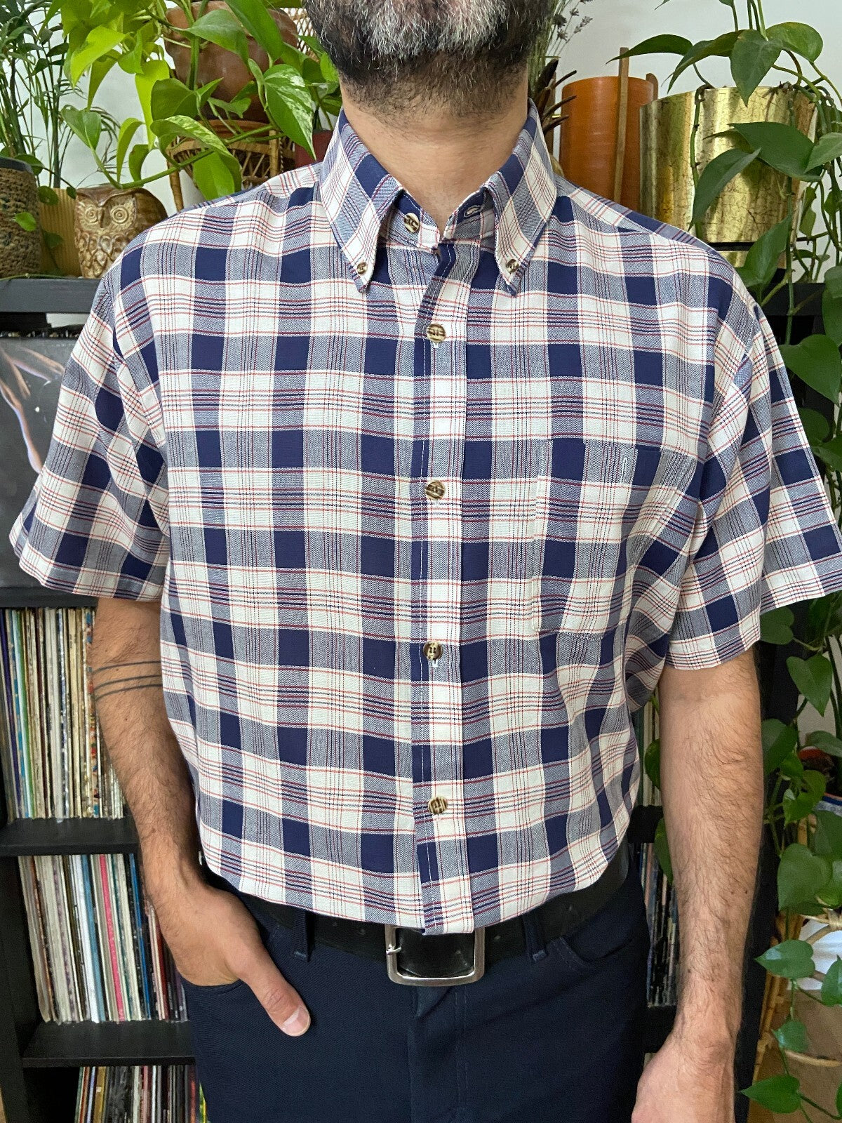 Vintage XL 1980s Par Four Checked Golf Shirt