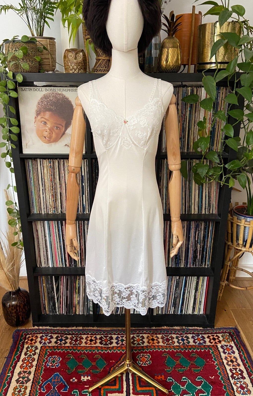 Vintage 1960s French White Lace Slip