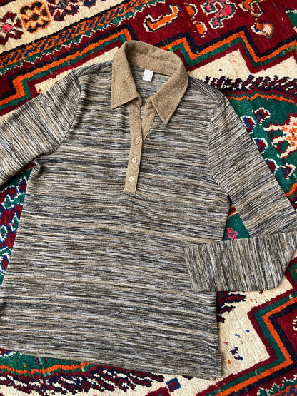 Vintage Y2K Brown Space Dye Polo Top