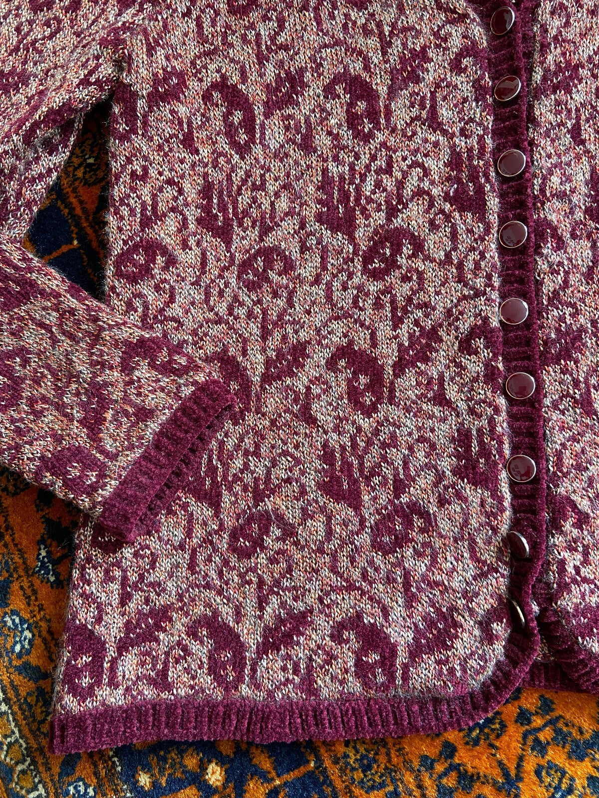 Vintage 1960s Purple Chenille Cardigan