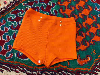 Vintage 1970s Orange Ribbed Swim Shorts
