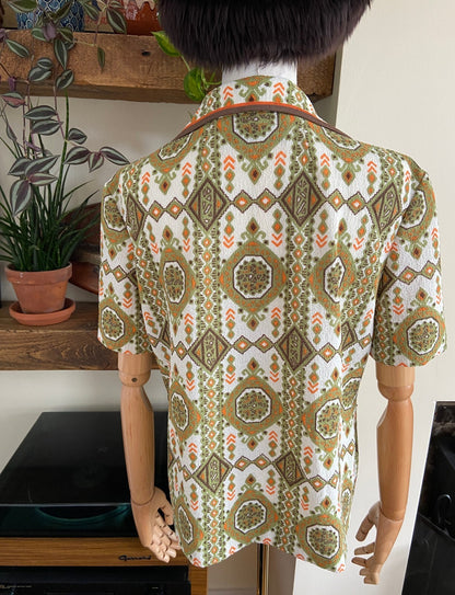 Vintage 1970s Short Sleeve Mosaic Print Shirt