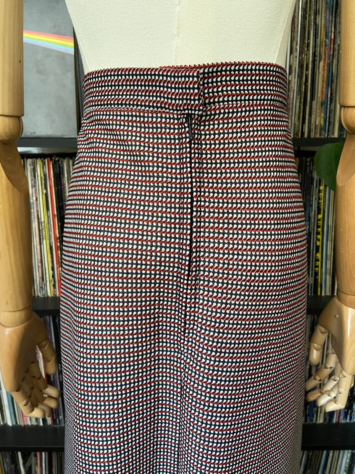 Vintage 1970s Red & Black Folk Maxi Skirt