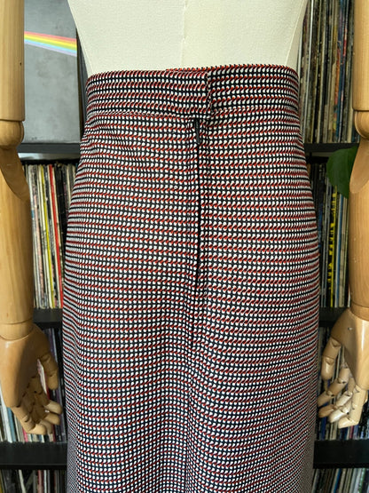 Vintage 1970s Red & Black Folk Maxi Skirt