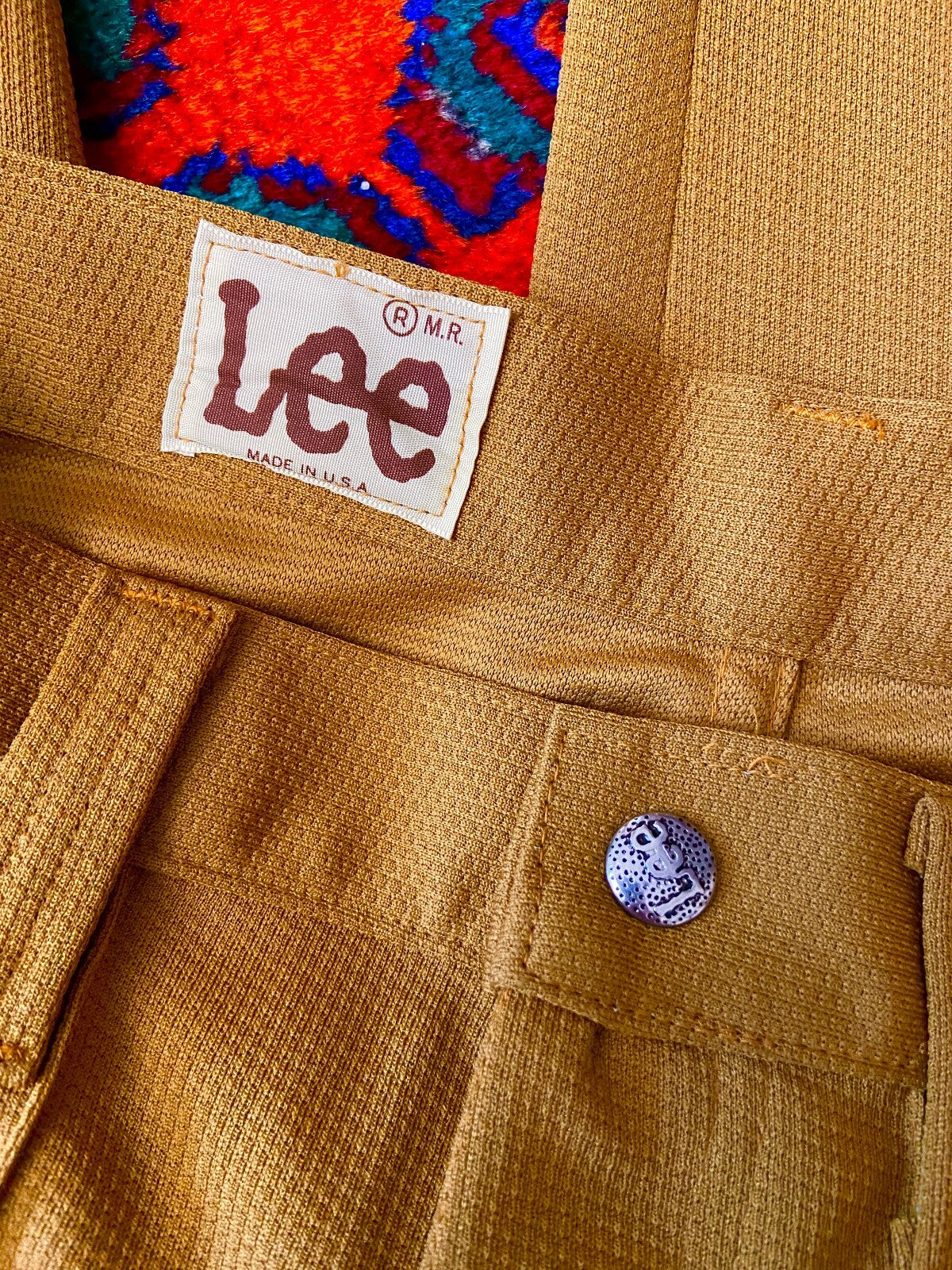 Vintage 1970s Deadstock Lee Mustard Flared Trousers W29