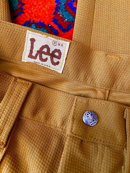 Vintage 1970s Deadstock Lee Mustard Flared Trousers W29