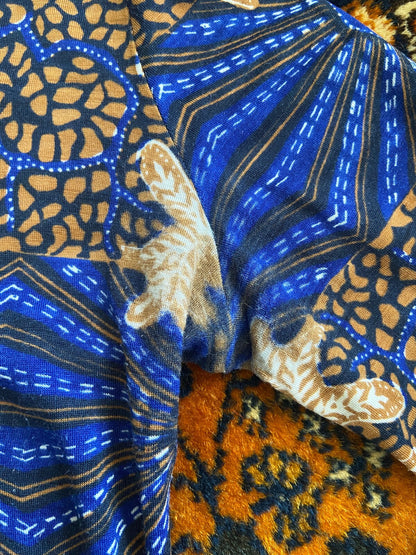 Vintage 1970s Blue & Brown Dagger Collar Shirt