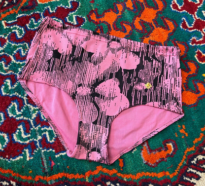 Vintage 1970s Pink & Black Swim Shorts