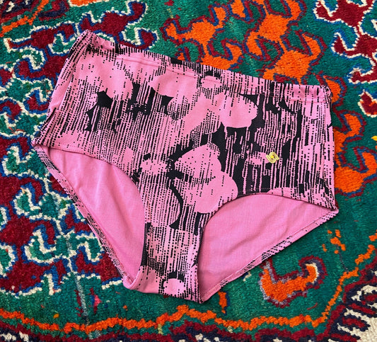 Vintage 1970s Pink & Black Swim Shorts