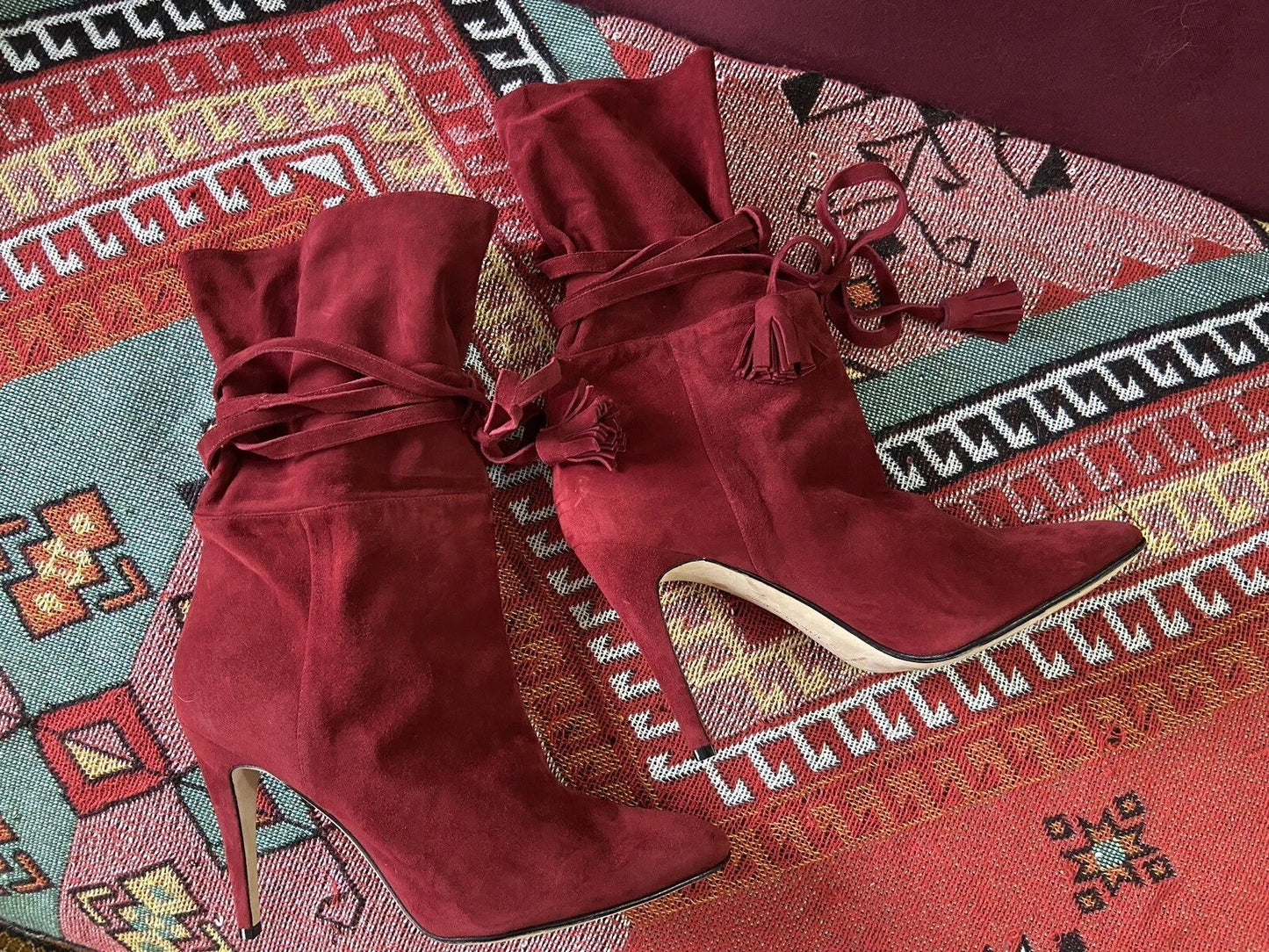 Manolo Blahnik Red Suede Cavamod Boots UK 7