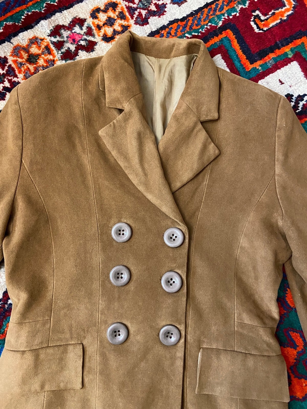 Vintage 1980s Soft Tan Double Breasted Jacket