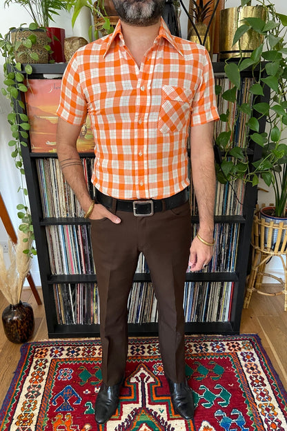 Vintage 1970s Peach Checked Shirt