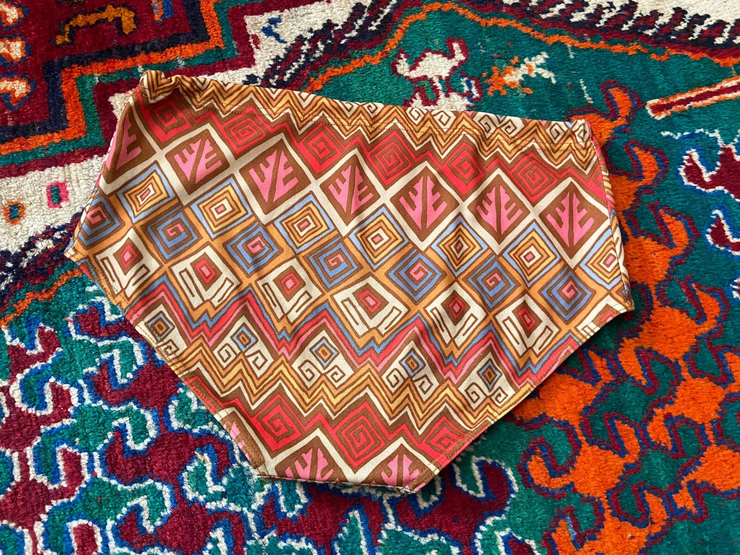 Vintage 1970s Mustard Retro Print Swim Shorts