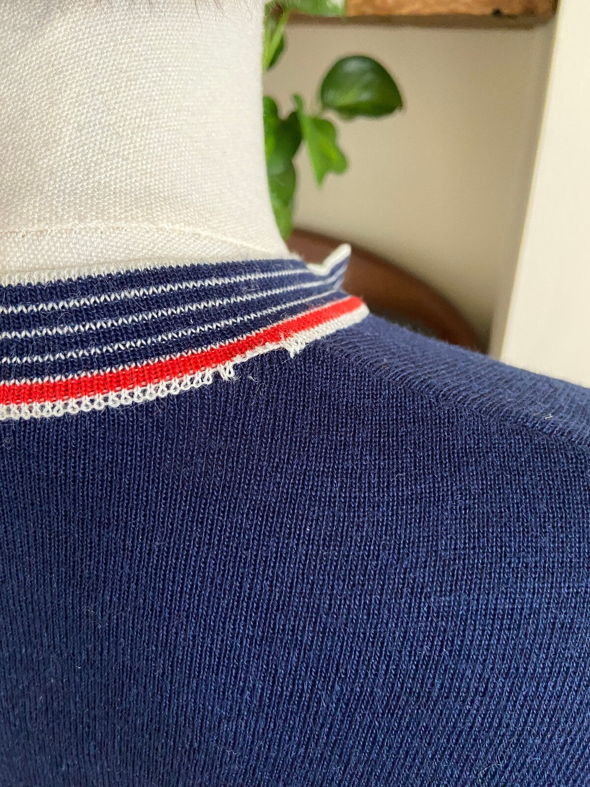 Vintage 1970s Navy Wool & Acrylic Sweater