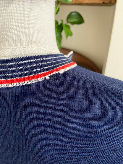 Vintage 1970s Navy Wool & Acrylic Sweater
