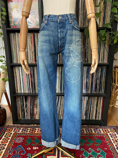 Rare Vintage 90s Levi's 66501 Big E Selvedge Pentagram Jeans W30/L29.5