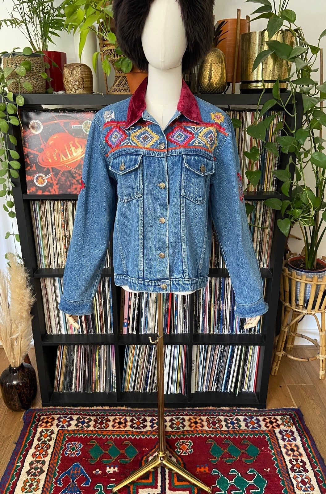 Vintage 90s Southwestern Embroidered Denim Jacket