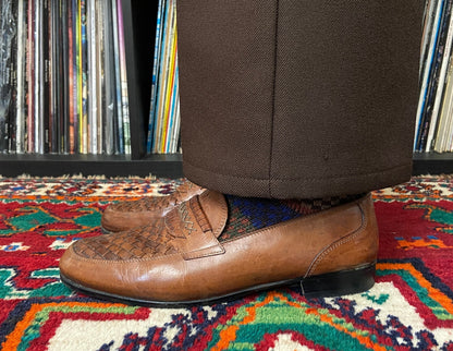 Vintage 1980s Italian Brown Moccasin Shoes UK 8