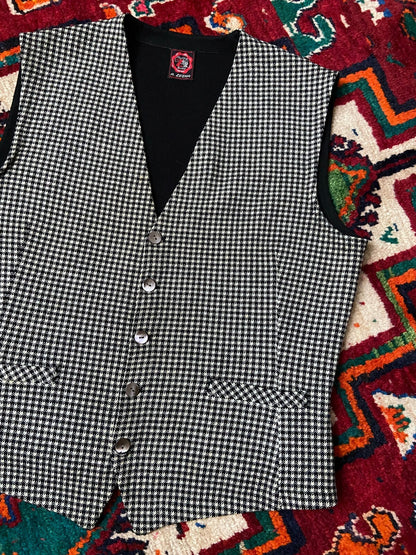 Vintage 1970s Italian Houndstooth Knit Waistcoat