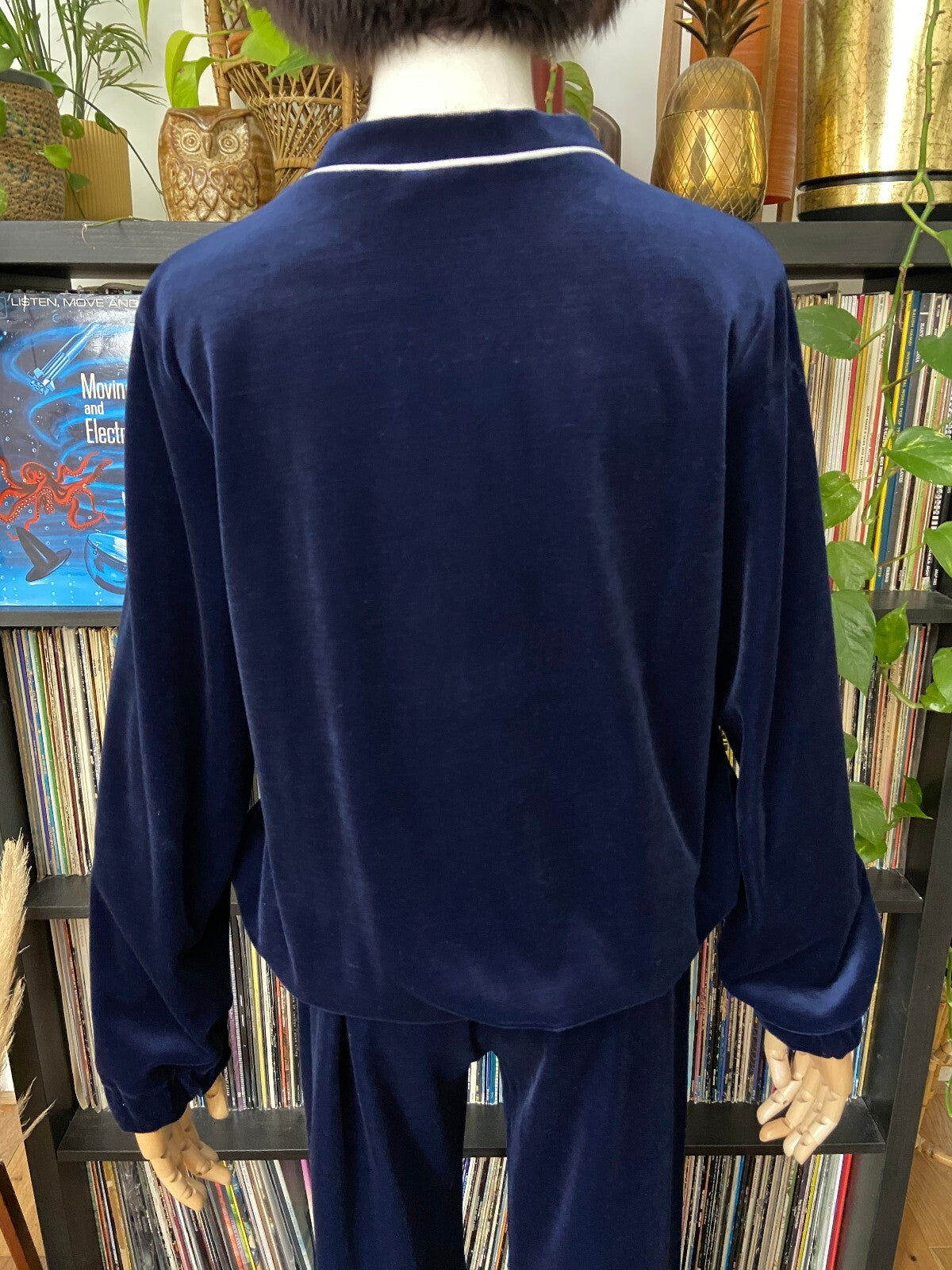 Vintage 1970s Navy Velour Two-Piece Tracksuit