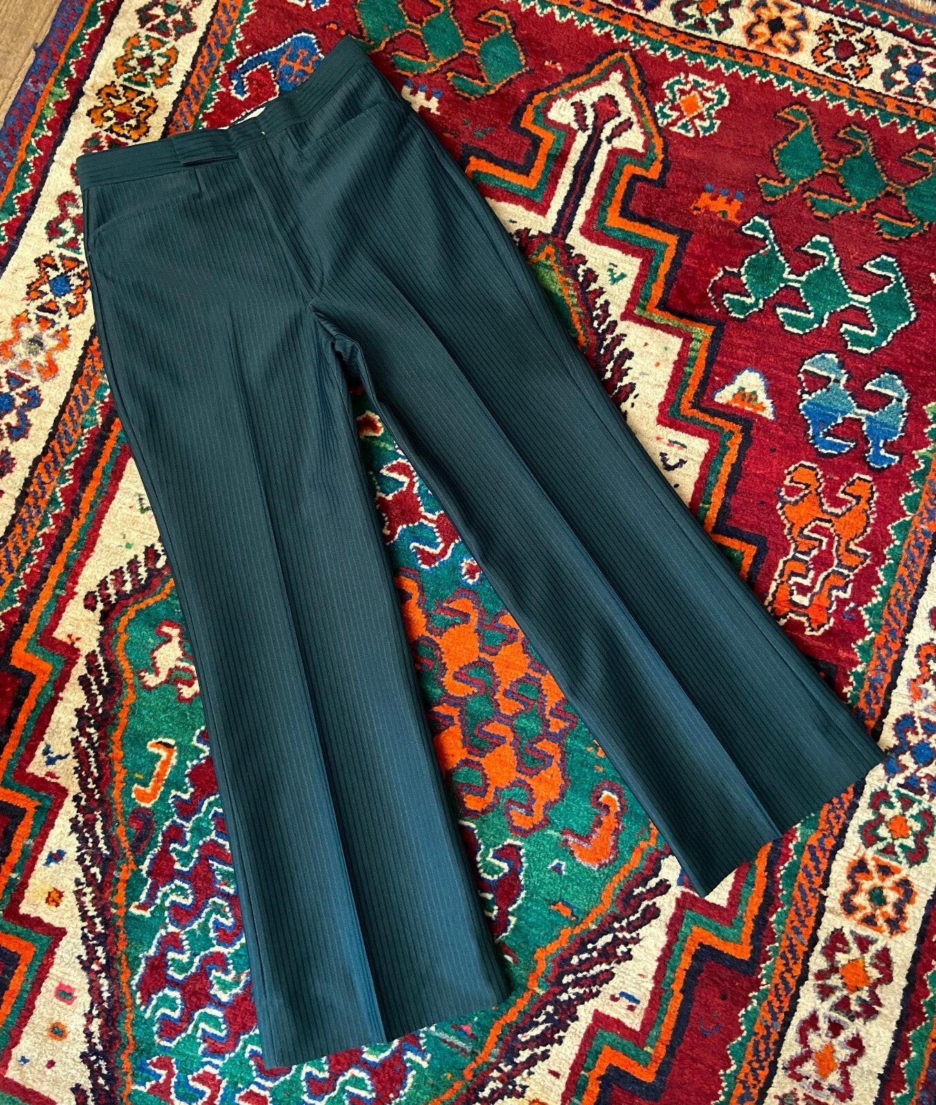 Vintage 1970s Forest Green Flared Leg 2-Piece Suit