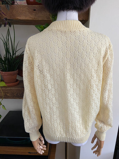 Vintage 1980s Pale Yellow Pearl Knit